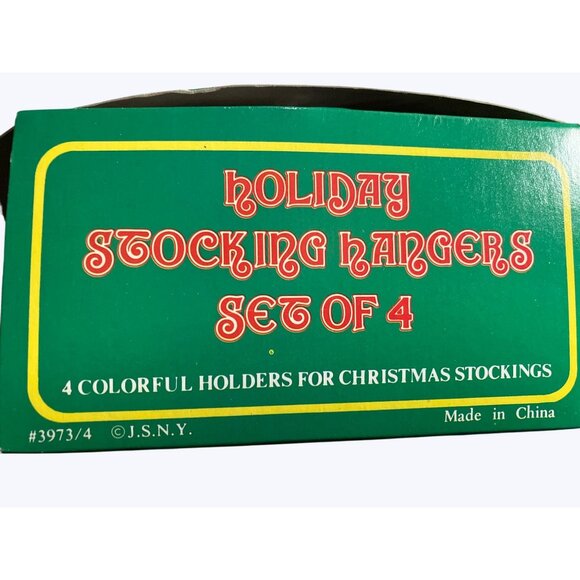 Holiday Stocking Hangers Set Of Four Vintage Plastic Hangers - Picture 3 of 15